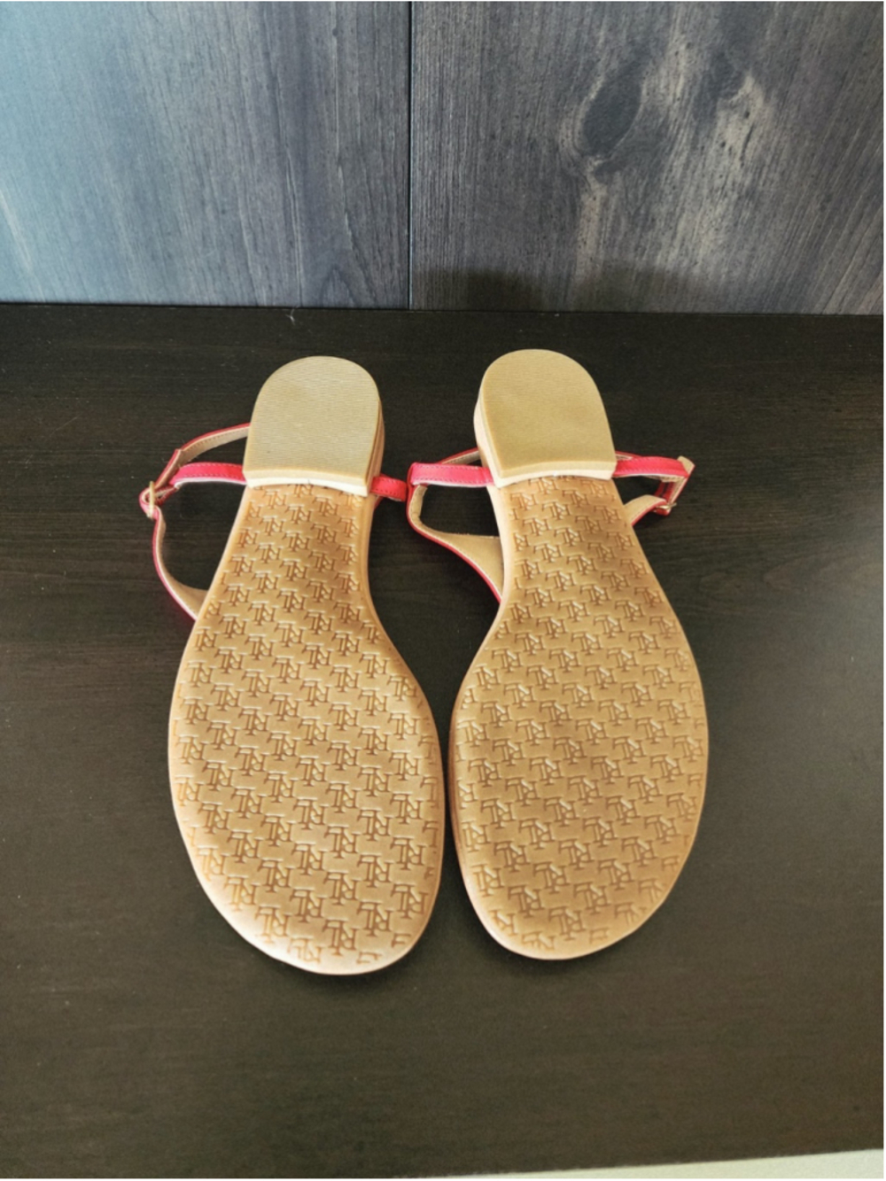 Ralph Lauren LEATHER Ankle Strap Thong Flip Flop Sandals 8 B Medium - Red - Picture 9 of 13
